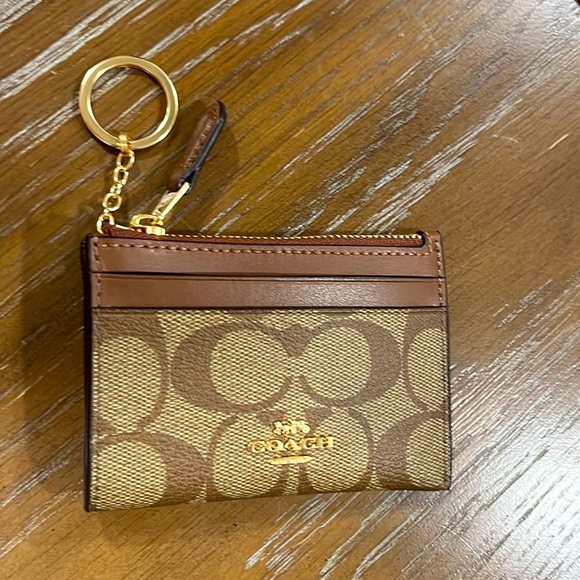 Coach Signature Mini Skinny ID Card Case Key Chain Wallet - Picture 2 of 16